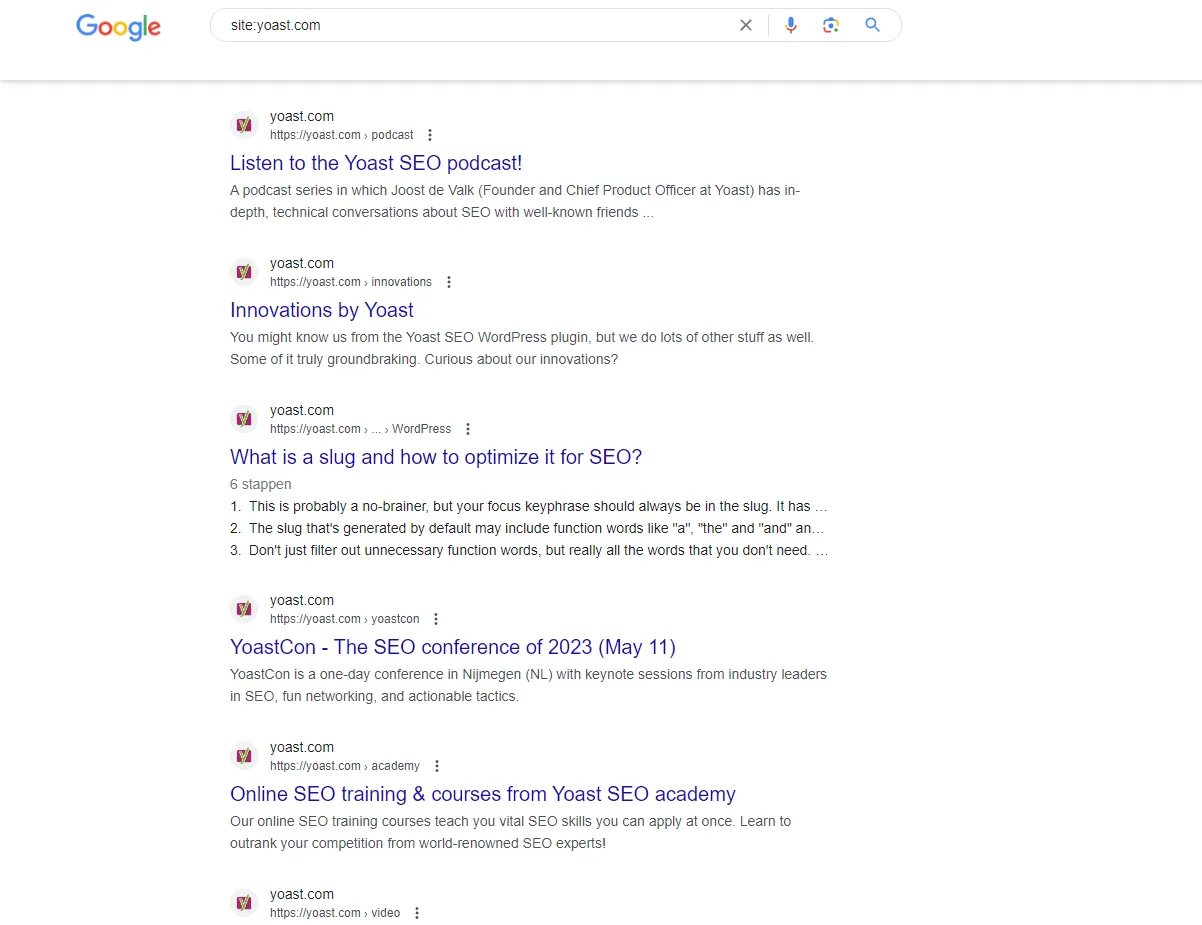 Yoast zoekresultaten Yoast zoekresultaten