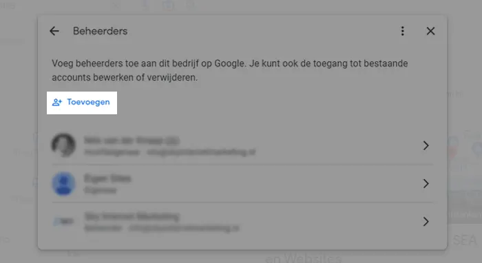 Google Mijn Bedrijf beheerder toevoegen Google Mijn Bedrijf beheerder toevoegen