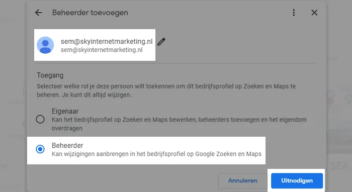 Google Mijn Bedrijf uitnodigen Google Mijn Bedrijf uitnodigen