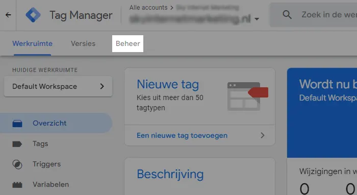 Tag manager beheer Tag manager beheer