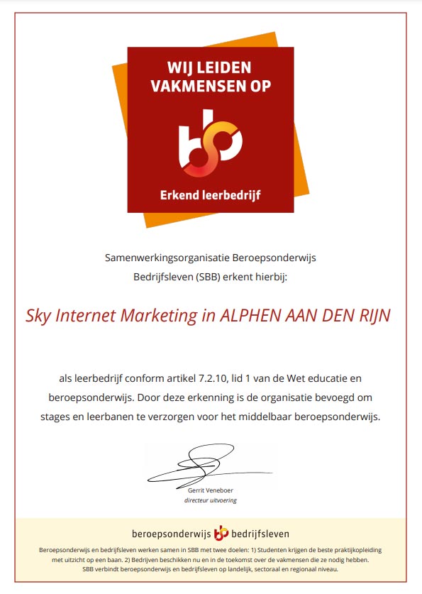 Wij leiden vakmensen op Erkend leerbedrijf