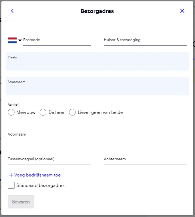 NAW-gegevens opgeven bij webshop Bol.com NAW-gegevens opgeven bij webshop Bol.com