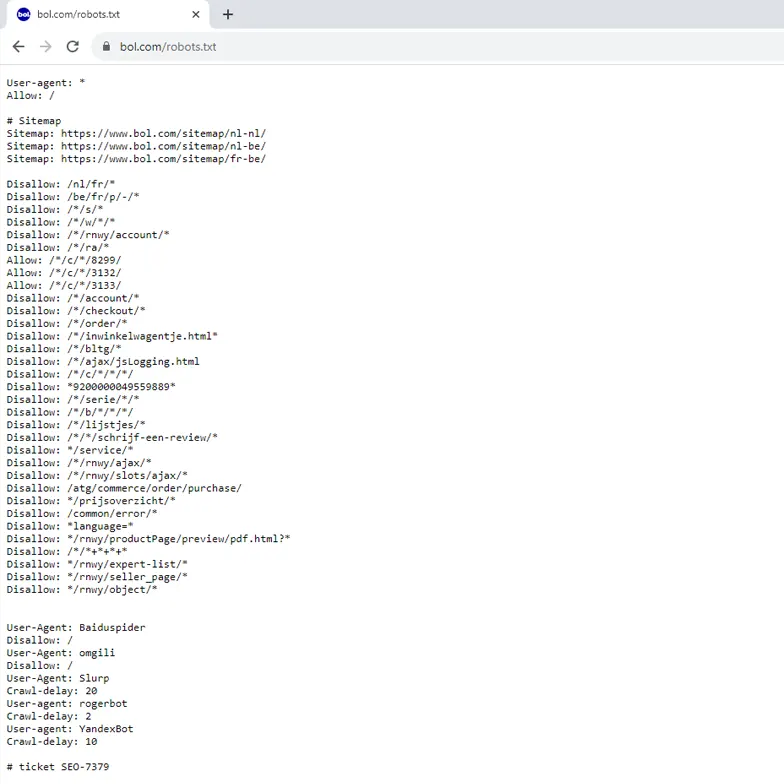 Robots.txt voorbeeld Robots.txt voorbeeld