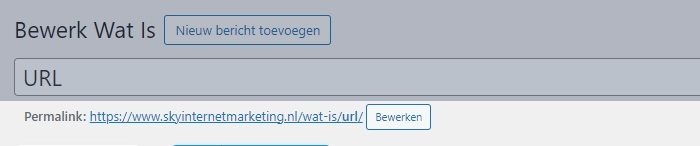 Pas de URL van een pagina aan in WordPress via de knop Bewerken URL aanpassen in WordPress
